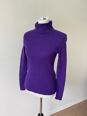 Women’s Ralph Lauren Purple Ribbed Turtleneck Sweater